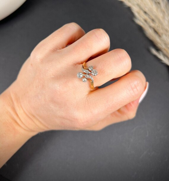 Antique 18ct Gold Platinum Diamond Belle Epoque Ring Toi Et Moi Ring Etsy