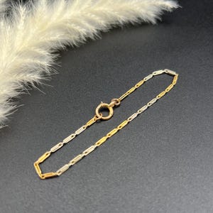 Antikes 18 Karat zweifarbiges Gold gestempelt, Edwardian Paperclip Gliederarmband mit Bolzenringverschluss