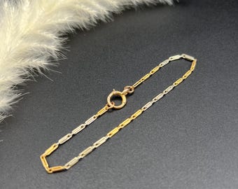 Antique  18ct Two Colour Gold Stamped, Edwardian Paperclip Link Bracelet with Bolt Ring Clasp