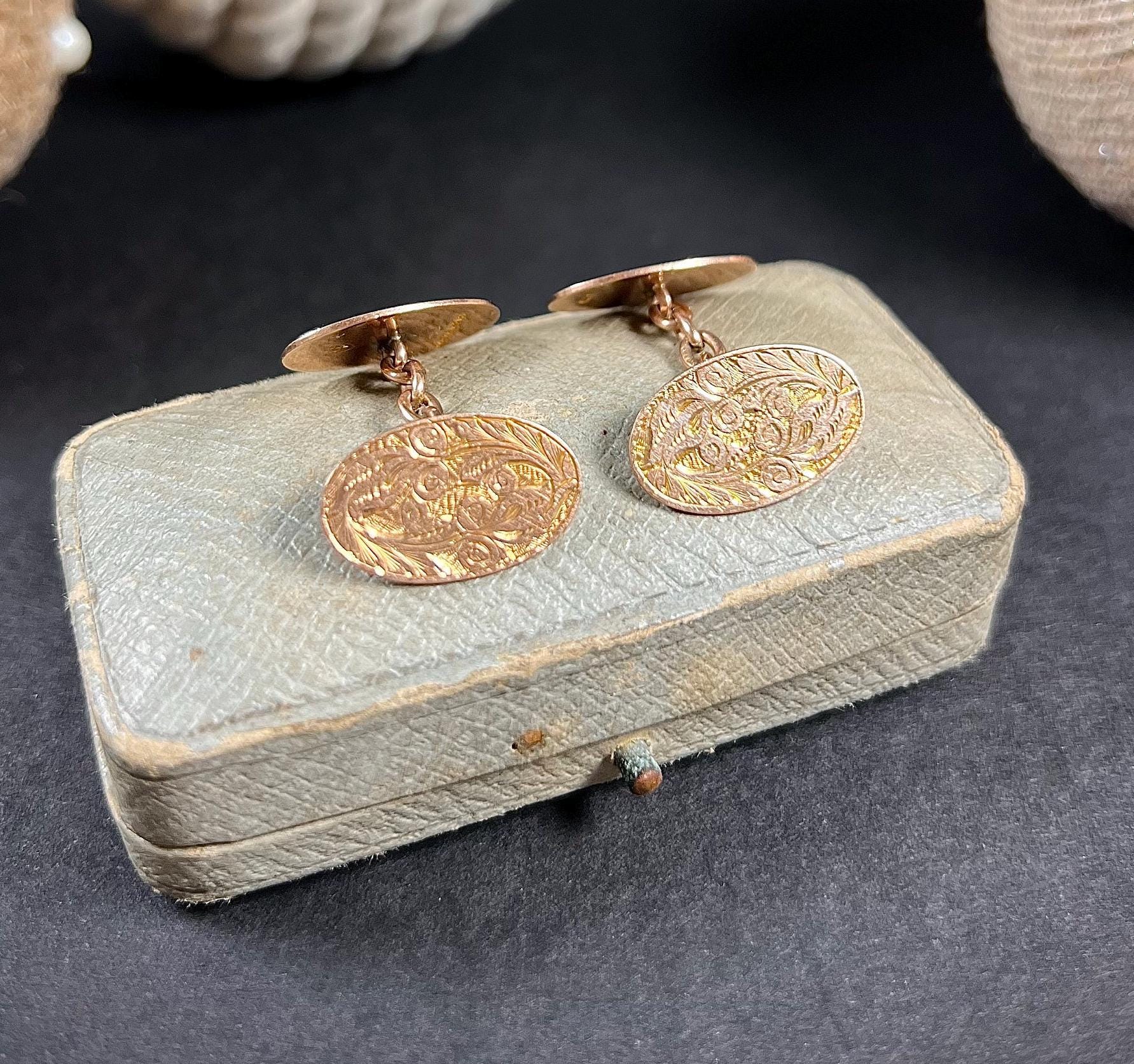 Boutons De Manchette Vintage En Or 9 Carats - Design Classique Avec Poinçons - Occasion