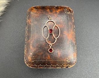 Antique 9ct Rose Gold, Edwardian Garnet Drop Pendant