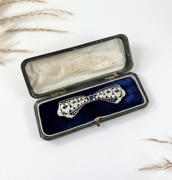Broche En Platine Art Déco 1926-1928 - Platine Et Or - Occasion