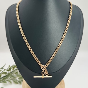 Antique 9ct Rose Gold Albert Chain Necklace: Birmingham 1920