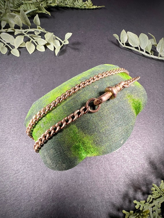 Antique 9ct Rose Gold Edwardian Curb Link Bracelet - image 7