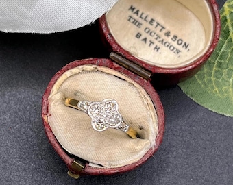 Antique 18ct Gold & Platinum Stamped, Edwardian Diamond Cluster Ring