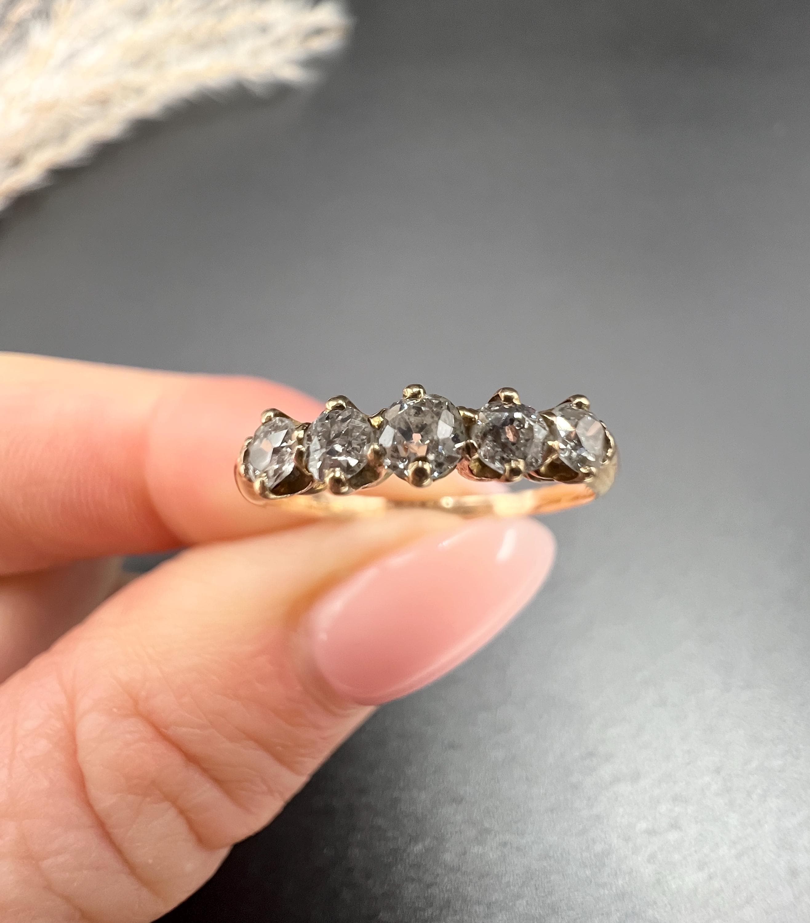 Vintage 14ct Yellow Gold Diamond Five Stone Ring, Anniversary