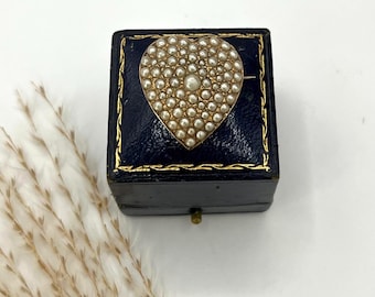 Antik 14k guld, edwardiansk pärla med hjärthänge och brosch