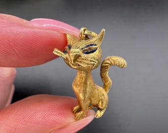 Antique 18ct Yellow Gold, Edwardian Cat Pendant