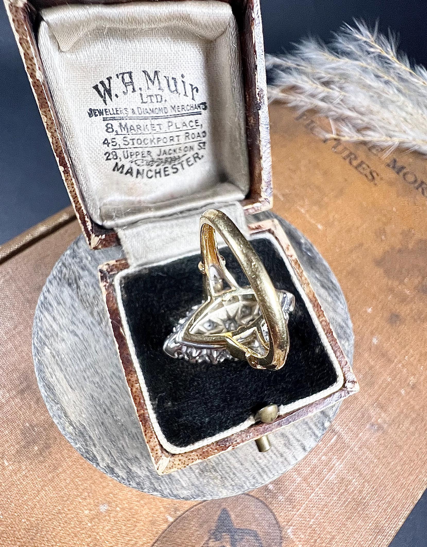 Vintage 18ct Gold, 1940s French Stamped Marquise Diamond Ring