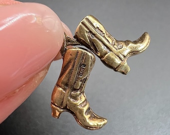 Vintage 9ct Yellow Gold, Cowboy Boots Pendant Charm, Hallmarked London 1969