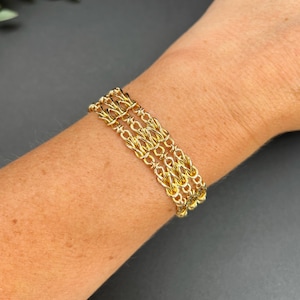 Antique 15ct Yellow Gold, Edwardian Fancy Lovers Knot Link Gate Bracelet