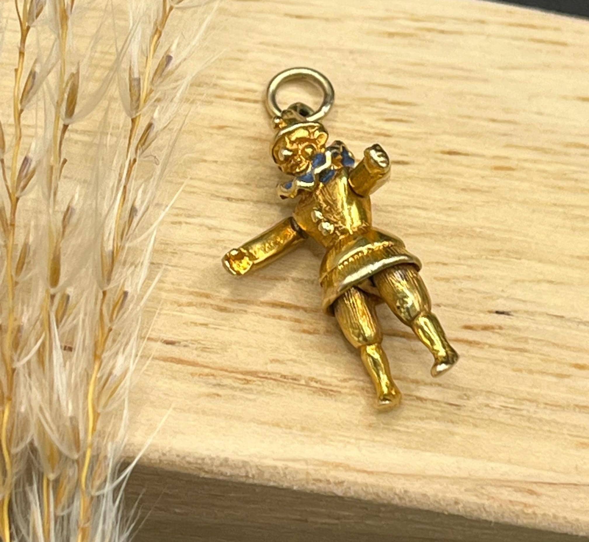 Pendentif Clown Articulé Vintage Couleur Or – Modèle Unique 5549, Parfait état