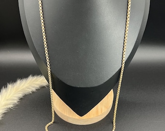 Antyczny 9-karatowy łańcuszek Belcher z różowego złota: obrotowy klips w stylu edwardiańskim, 30 cali