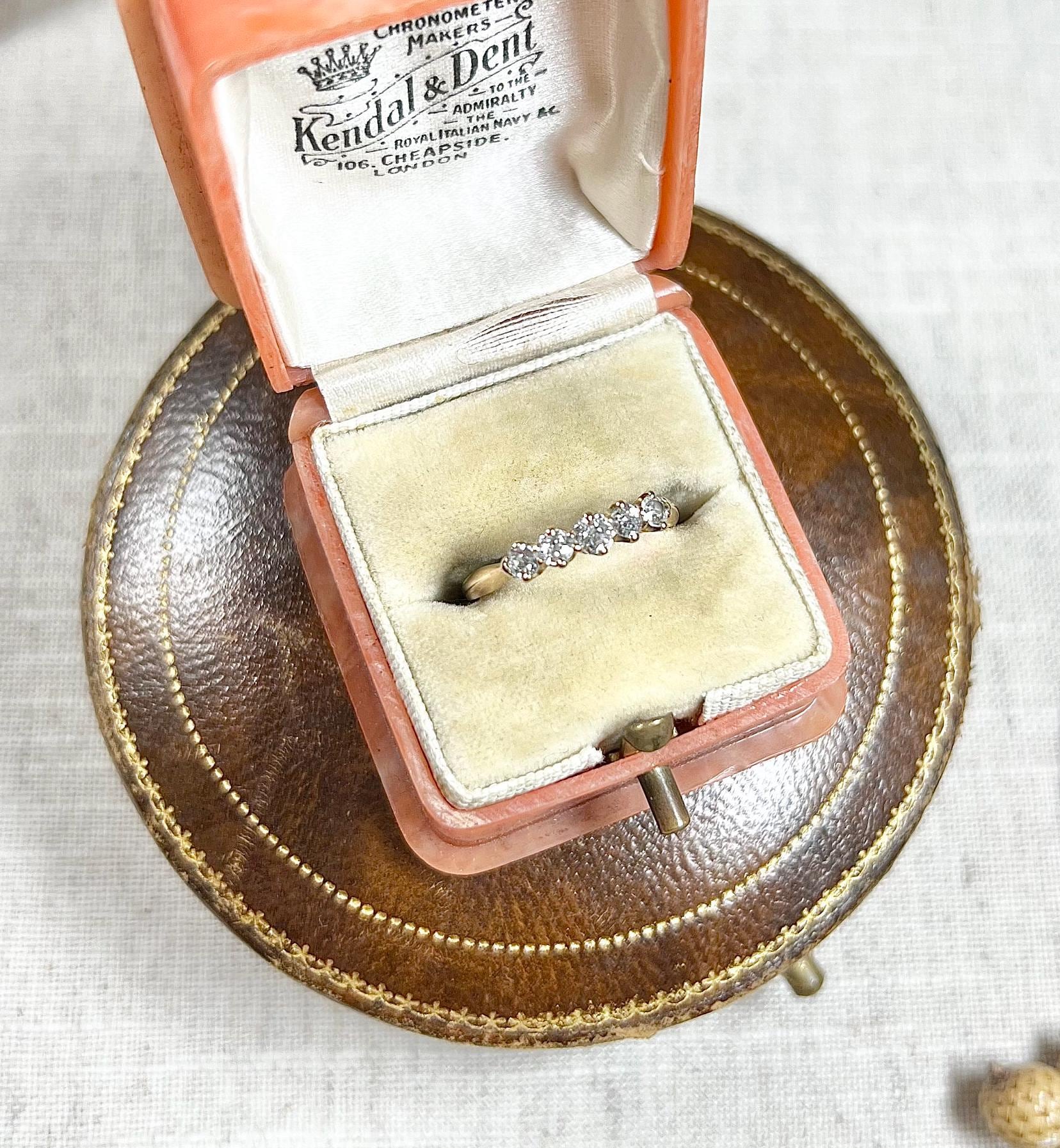 Vintage 14ct Yellow Gold Diamond Five Stone Ring, Anniversary