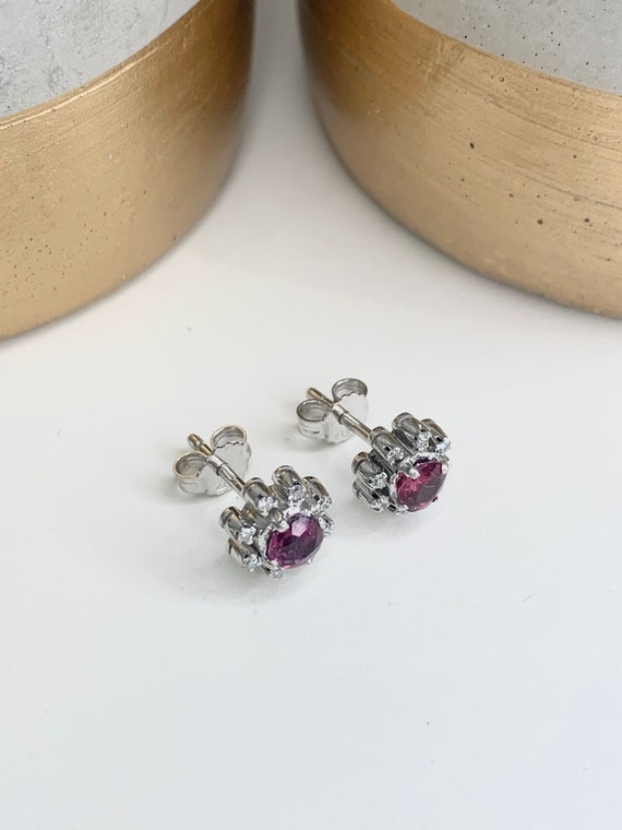 Preloved 18ct White Gold Ruby & Diamond Cluster E… - image 7