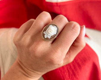 Flower cheap cameo ring
