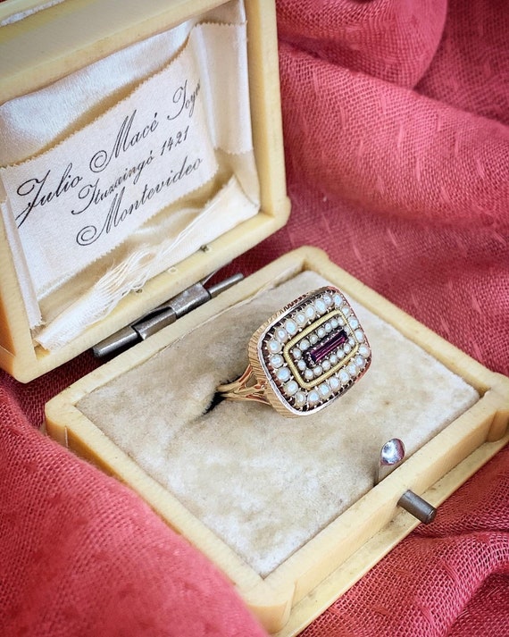 Victorian Garnet & Pearl Dress Ring