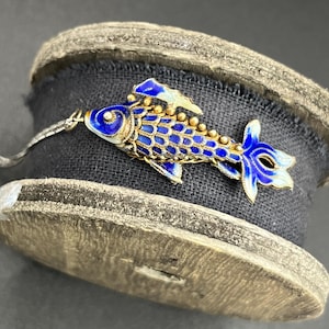 Vintage 1930s Silver Enamel Fish Pendant