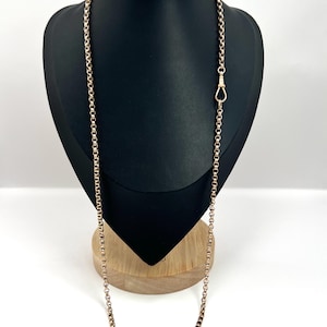 Antique 9ct Rose Gold Belcher Chain: Edwardian Swivel Dog Clip, 28 Inch