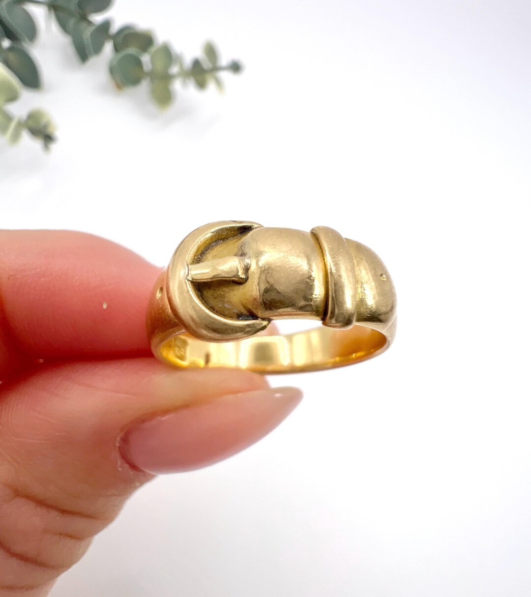 希少】 UK イエローゴールド アンティーク バックルリング K9 17号 9金