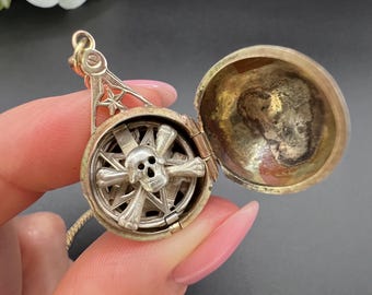 Antique 9ct Gold & Silver, 1920s Rare Masonic Orb Pendant