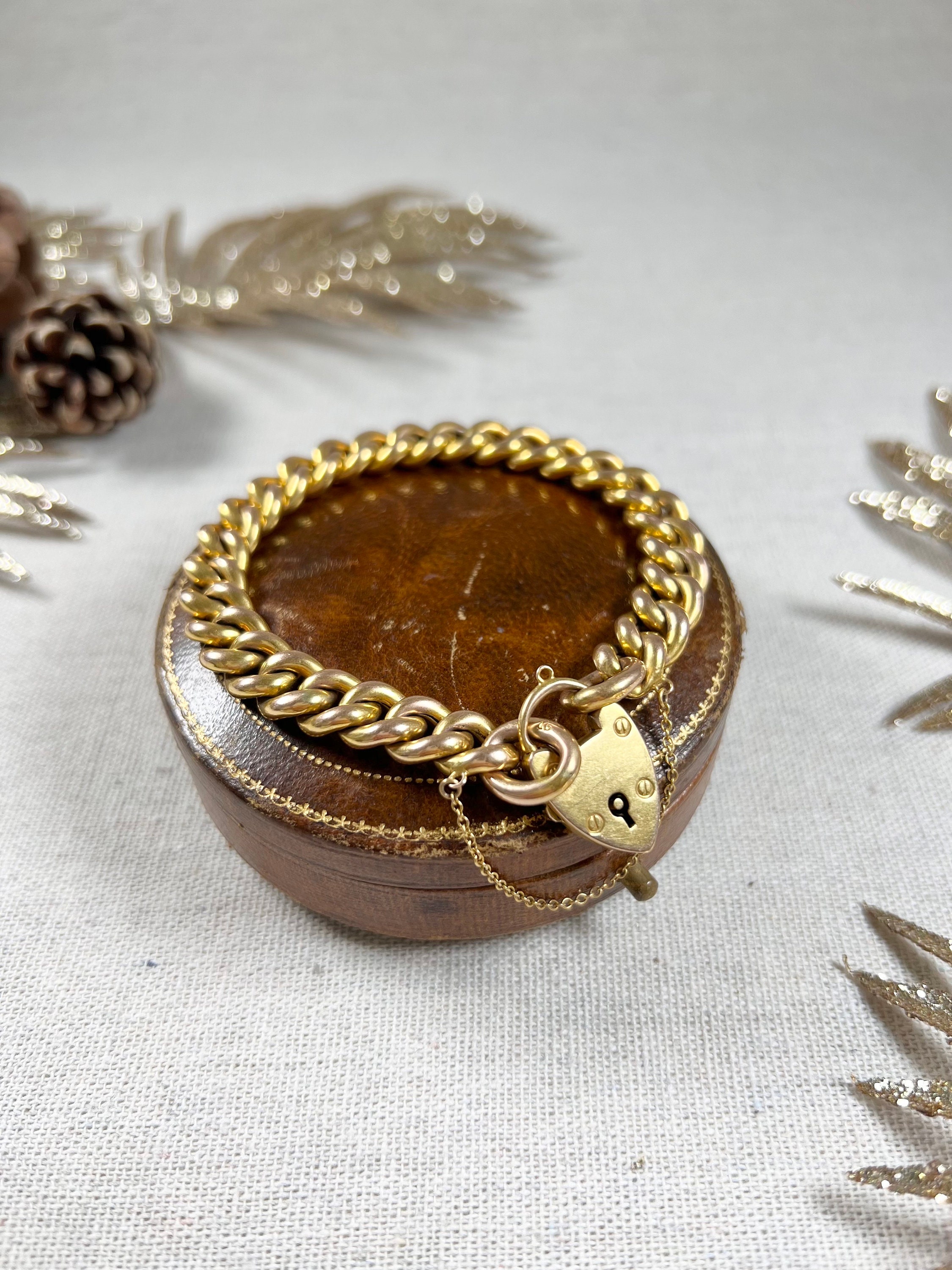 Antique 15ct Yellow Gold Stamped, Victorian Curb Link Bracelet