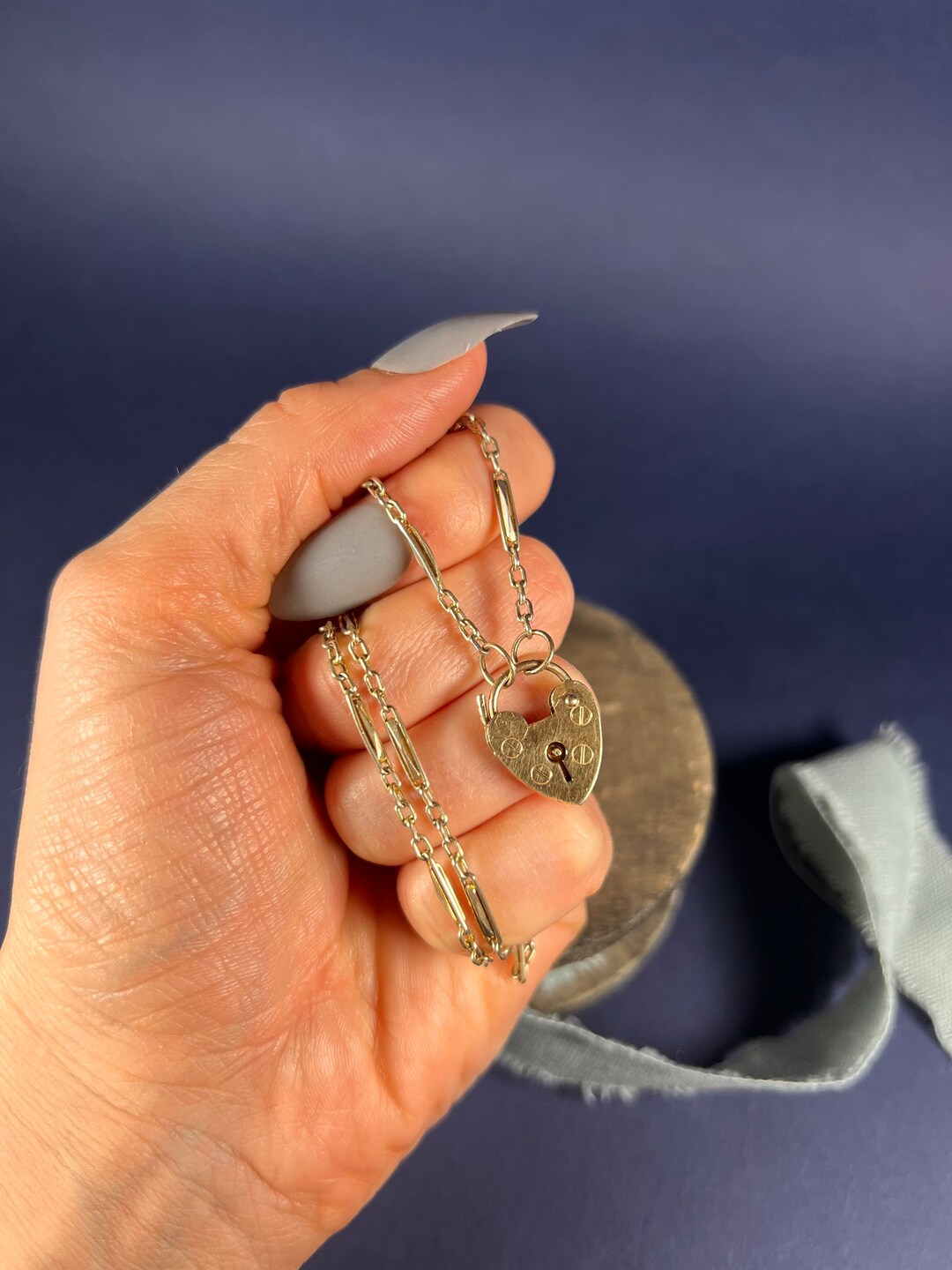 Antique 9ct Yellow Gold Heart Padlock Necklace Etsy