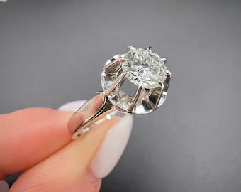 Antique 18ct White Gold French Stamped, 0.80 Carat Single Stone Diamond Engagement Ring