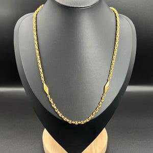 Antique 9ct Gold Edwardian 17 1/2 Inch Fancy Double Belcher Link Chain
