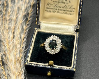 Vintage 18ct Gold, Sapphire & Diamond Cluster Ring, Hallmarked London 1977