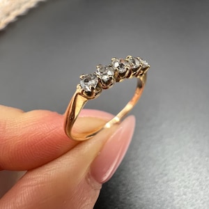 Vintage 14ct Yellow Gold Diamond Five Stone Ring, Anniversary, Engagement Ring