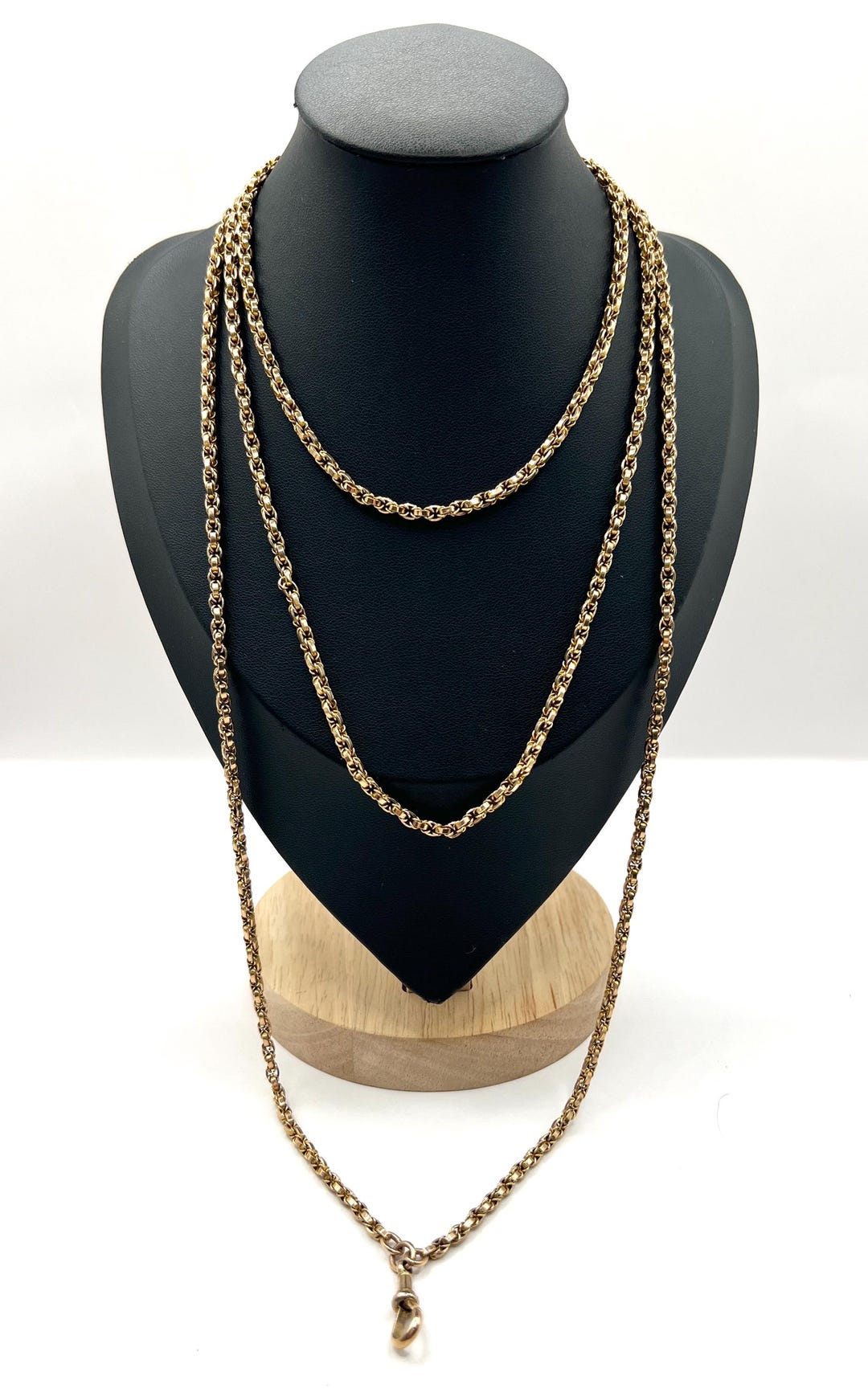 Antique 9ct Gold Fancy Rolo Link Long Guard Chain, 58 Inch Victorian ...
