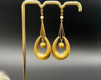 Antique 9ct Yellow Gold, 1920s Creole Hoop Earrings