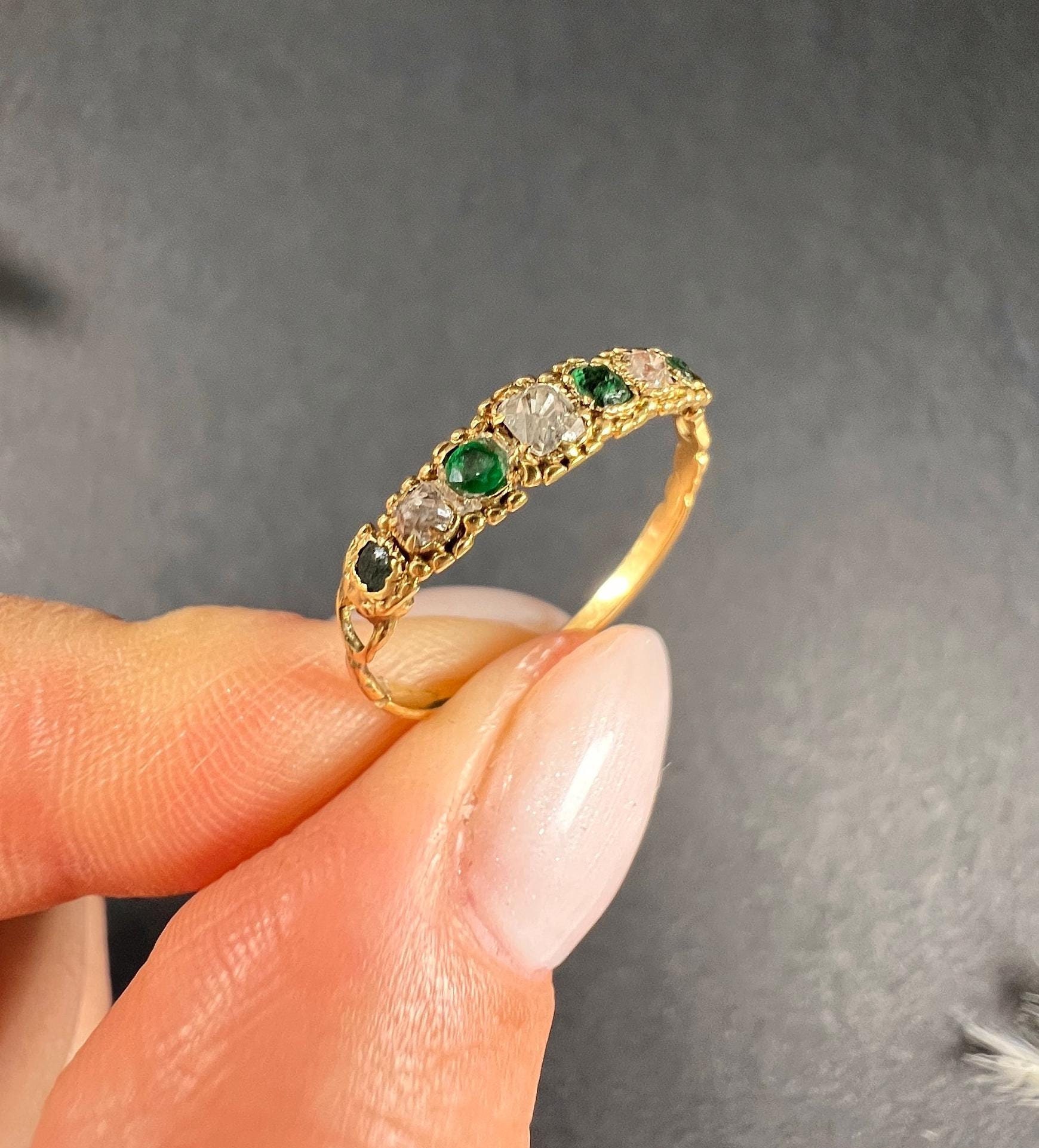 イギリス アンティーク マルチストーン 18K ゴールドリング 指輪 イギリス アンティーク マルチストーン 18K ゴールドリング 指輪