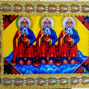 Heilige Drie-eenheid|Ethiopisch-orthodox|pictogram orthodox|geschenken|Handgemaakt|Ethiopië|Inwijdingsfeestgeschenken|Religieus huisdecor|Ethiopische kunst|Eriteria|pictogrammen