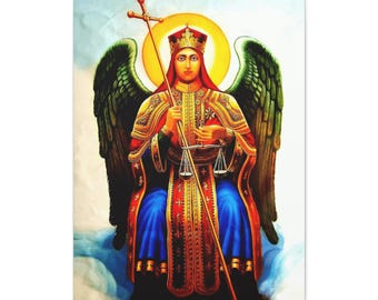 Aartsengel Michael, patroonheilige Sint-Michiel, bevestigingscadeau, Kidus Micheal, gebedsdoek, mat canvas 25 uitgerekt, christelijk cadeau, pictogram
