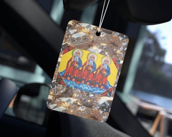 Holy Trinity Car icon Air Freshener, Religious Car icon,  Ethiopian Orthodox Icon, Scented Christian Icon, Car Decoration, Car Prayer Icon