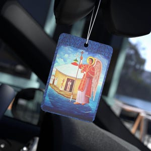 Car Air Freshener - Arch Angel Raphael Ethiopian Orthodox Car Icon, Car Prayer Icon, Scented Prayer Icon, Religious Car Decoration,