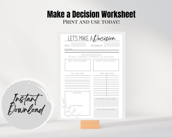 Decision Worksheet: Counselor & Therapist Tool (PDF)