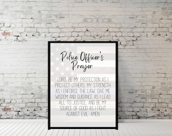 Police Officers Prayer, Police Print, Police Officer Graduation Gift, Police Retirement, Law Enforcement Print, Police Gifts