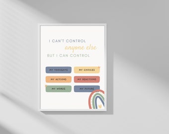 Counseling Office Sign, Things I Can Control, Therapists Office Print, School Counselor, School Psychologist, Counselor Gifts, Teacher Print