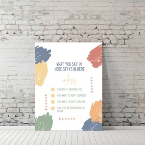 Confidentiality Sign, Counseling Office Sign, What You Say In Here Stays In Here, Therapists Office Decor, Counselor Gifts, Therapist Gifts image 3