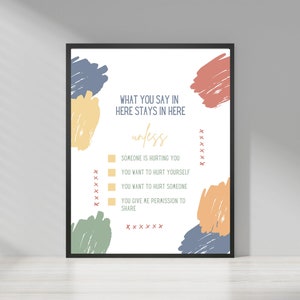 Confidentiality Sign, Counseling Office Sign, What You Say In Here Stays In Here, Therapists Office Decor, Counselor Gifts, Therapist Gifts image 2
