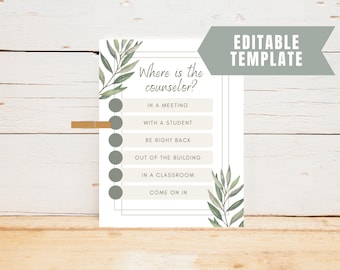Where is the Counselor Sign, Editable, Counseling Office Sign, School Counselor Office Print, School Psychologist, Counselor Gifts