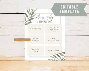 Where is the Counselor Sign, Editable, Counseling Office Sign, School Counselor Office Print, School Psychologist, Counselor Gifts