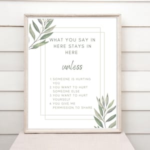Counseling Office Sign, Confidentiality Sign, What You Say In Here Stays In Here, Therapists Office Decor, Counselor Gifts, Therapist Gifts