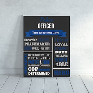 Police Office Print, Police Quote, Thank You for Your Service , Police Officer Gifts, Police Wall Art, Law Enforcement Print, Cop Gifts