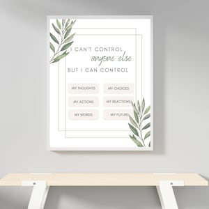 Counseling Office Sign, Things I Can Control, Therapists Office Print, School Counselor, School Psychologist, Counselor Gifts, Teacher Print