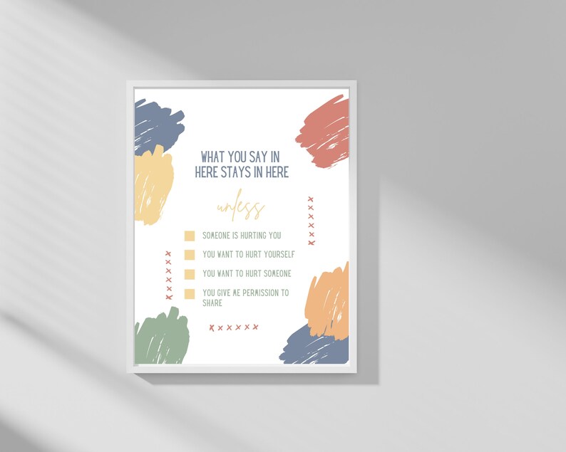 Confidentiality Sign, Counseling Office Sign, What You Say In Here Stays In Here, Therapists Office Decor, Counselor Gifts, Therapist Gifts image 4