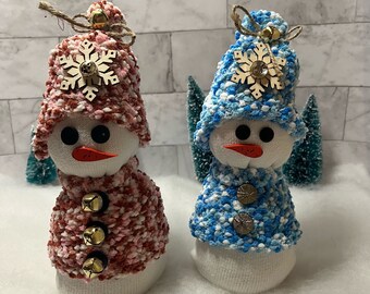 Handmade Sock Snowman Pair
